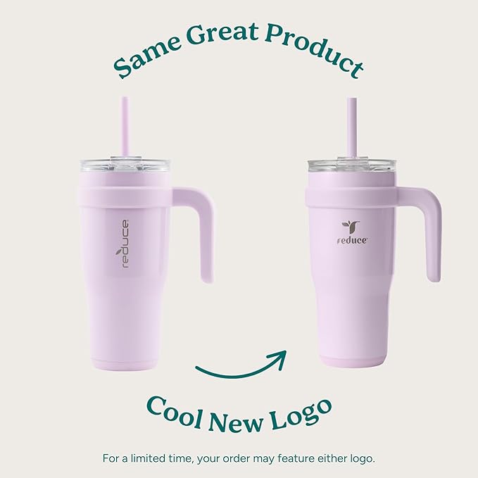 Reduce 24 oz Stainless Steel Tumbler with Handle - Dual-Wall Vacuum Insulated Travel Mug, Sweat-Proof Lid & Reusable Straw - Keeps Drinks Cold for 24 Hrs, Fits Cupholders, Dishwasher Safe -Pina Colada