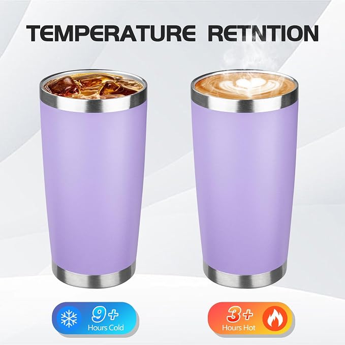 StarSpeed 20oz Stainless Steel Travel Coffee Tumbler,Light Purple | Travel Coffee Mug,Spill-proof Lid,Double Wall,BPA-free Travel Cups,Insulated Cup Fits Car Cupholders