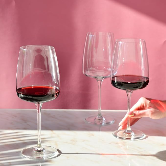 Krosno Red Wine Glasses Set of 4, 20.3 oz, Modern Collection | Large White Wine Glasses, Rosé, Cocktails, Aperol, Water, Lead-Free Crystal, Dishwasher Safe, Idea Reaglo