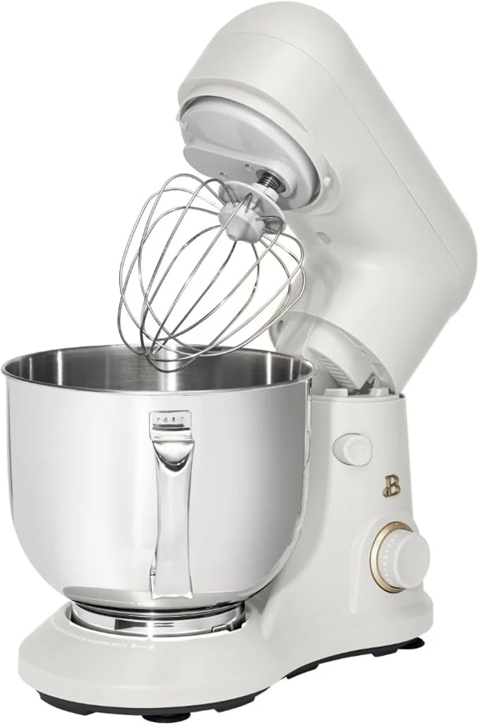 5.3 Qt Stand Mixer, 300W Electric Kitchen Mixer with 12 Speeds, Tilt Head Design, Stainless Steel Bowl, Dough Hook Whisk Beater Splash Guard (White Icing)
