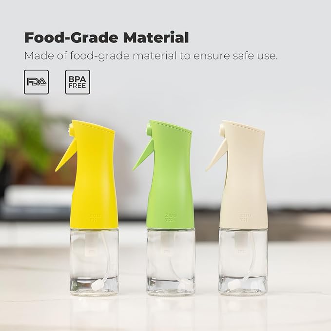 Zuutii Oil Sprayer for Cooking, 170ml Olive Oil Sprayer Mister, Olive Oil Spray Bottle for Salad, BBQ, Continuous Spray with Portion Control, Kitchen Baking, Roasting,Hairstyling,Light Cream