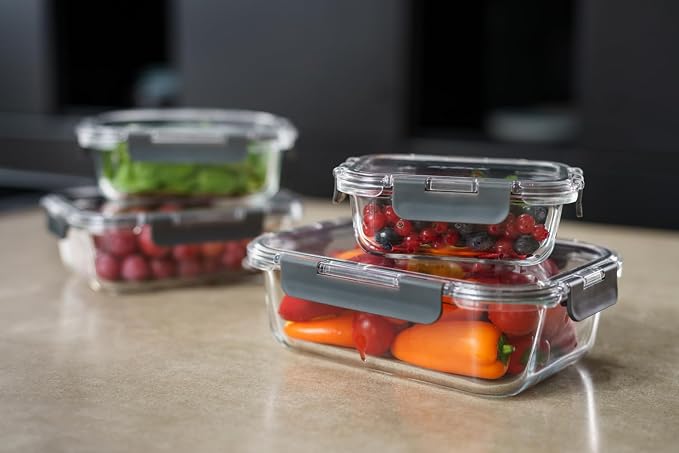 Zyliss E981064 640ml Glass Container, Shatter Resistant Glass, Airtight Food Storage Box with Sealable Lid, Microwave Safe, BPA Free, Freezer Safe, Fridge Storage, Food Container, 7.17"x2.44"x5.35"