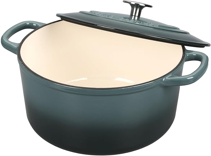 EDGING CASTING Enameled Cast Iron Dutch Oven with Sourdough Bread Baking Kit, Bread Dutch Oven with Lid, Includes Proofing Basket & Baking Tools, 5qt, Slateblue