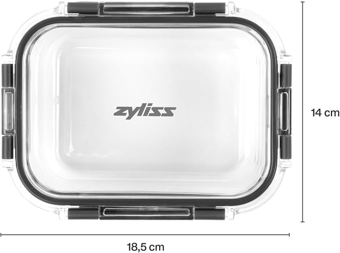Zyliss E981064 640ml Glass Container, Shatter Resistant Glass, Airtight Food Storage Box with Sealable Lid, Microwave Safe, BPA Free, Freezer Safe, Fridge Storage, Food Container, 7.17"x2.44"x5.35"