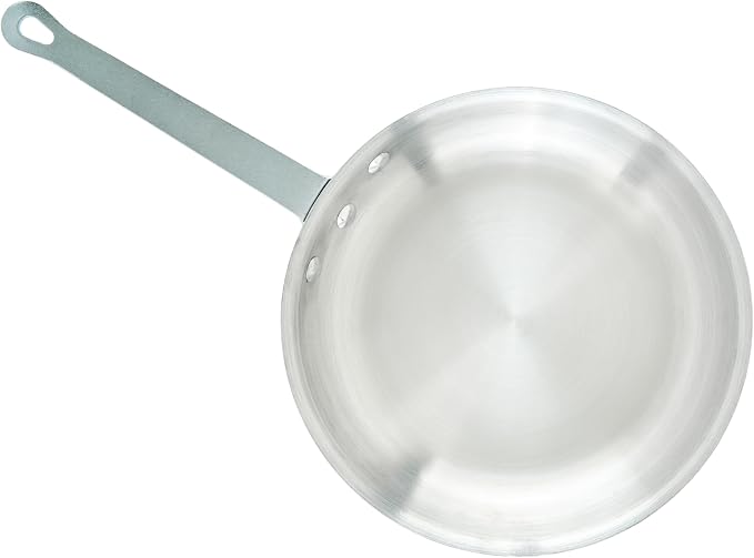Winco 10" Aluminum Fry Pan/Skillet, Natural Finish | Reinforced riveted handle for secure grip, Hanging hole for easy storage, Great for Sauteing, Searing and Restaurant Kitchens