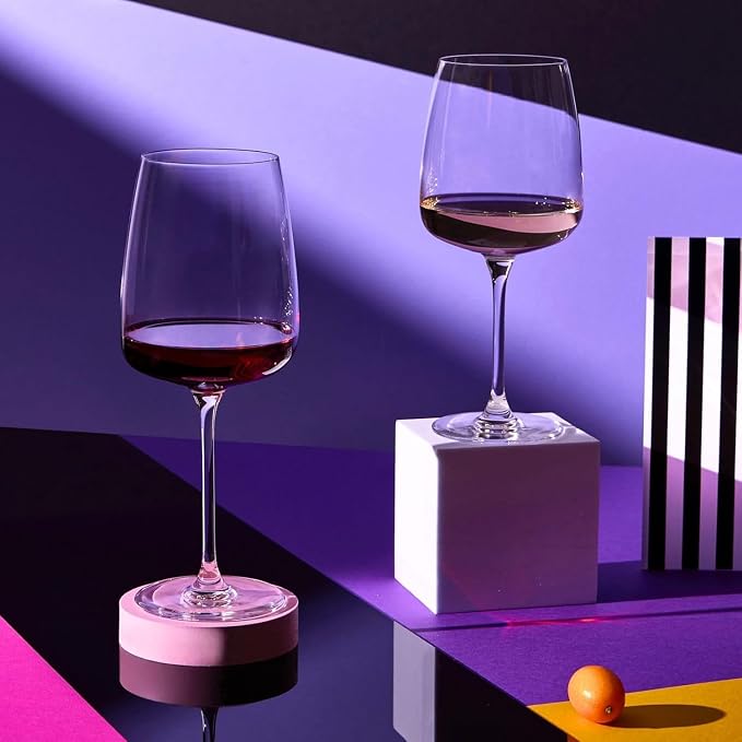 Krosno White Wine Glasses Set of 4, 16.2 oz, Modern Collection | Red Wine Glasses, Rosé, Cocktails, Aperol, Water, Glass, Lead-Free Crystal, Dishwasher Safe, Idea Reaglo