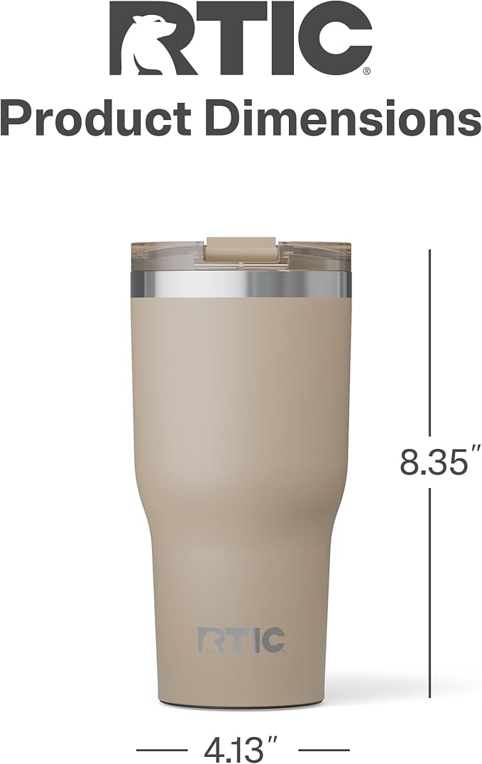 RTIC 30oz Essential Tumbler with Lid, Ceramic Lined, Beach | Insulated, Stainless Steel Metal, Portable Travel Cup for Hot and Cold Drinks, Coffee, Car, Camping and Travel