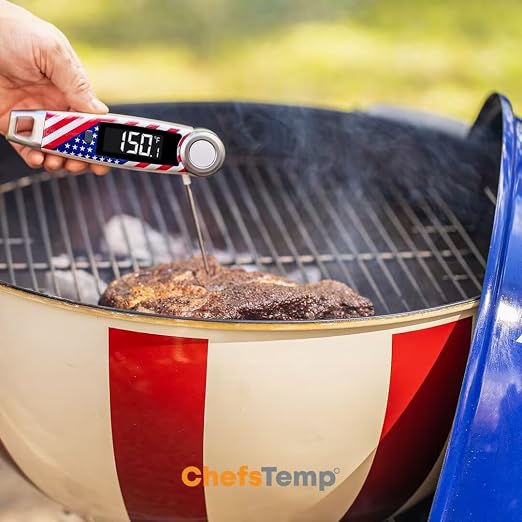Finaltouch X10 Instant Read Digital Meat Thermometer NSF Certified | Waterproof Professional for Cooking Grill BBQ Candy Oil with Rotating Probe & Backlit Display (Patriotic Limited Edition)