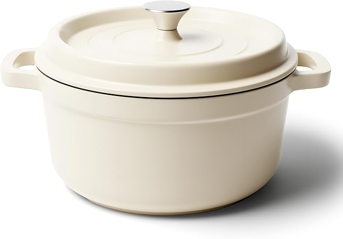6.5 Quart Dutch Oven Pot with Lid, Non Stick Enameled Cast Iron Dutch Oven for Bread Baking, Heavy-Duty, Oven Safe Ceramic Cookware Up to 500°F for Baking, Braising, Stews, Roasting, Beige