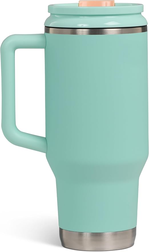 Igloo, 32 oz Tumbler with Handle, Reusable Travel Mug, Stainless Steel Insulated Hydration Cup for Hot & Cold Beverages, Seafoam
