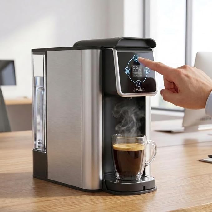 Jesslyn 3 in 1 Single Serve Coffee Maker, K Cup Pod & Ground Coffee Machine with Loose Leaf Tea Filter, 52 oz Removable Reservoir, 6-14 oz Brew Sizes, Bold Brew, Auto Clean, Silver