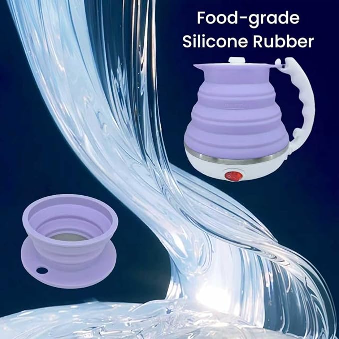 Travel Pour Over Coffee Maker Single Serve, Portabe Single Cup Pour Over Coffee Maker + Portable Kettle Electric, Collapsible Travel Electric Kettle (Purple)