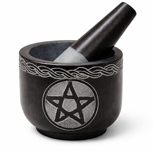 Mortar and Pestle Set, Black | Solid Stone Grinder, For Herbs Spice Guacamole, Garlic Ginger Root, Unique Design