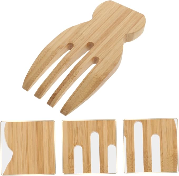 Bamboo Salad Servers Non-Stick Salad Hands Forks Wooden Cooking Utensils for Mixing and Serving for Parties and Gatherings