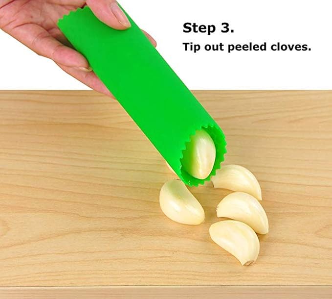 Sinnsally Garlic Peeler Skin Remover Roller Keeper,Easy Quick to Peeled Garlic Cloves with Silicone Tube Roller Garlic Peeling Kitchen Tool(3 Colors)