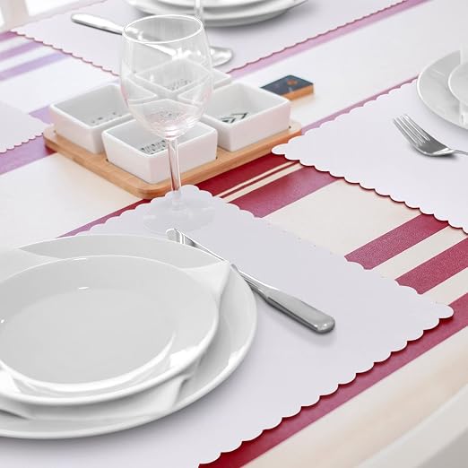 500 Pcs White White Disposable Paper Placemats Bulk Scalloped Edge 14.6 x 10.2 Inches Blank Paper Place Mats Bulk Party Blank Table Mat for Adults Holiday Dinning Table Decor