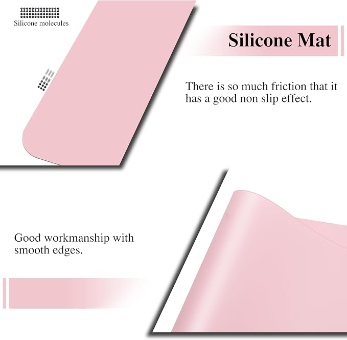 Silicone Placemats, 2Pcs 15.7"x 11.8"x 0.03" Pink Silicone Table Mat, Silicone Mats for Baking, Jewelry, Kitchen Counter