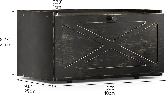 Trironsun Bamboo Bread Box for Kitchen Counter Farmhouse Bread Storage Container Large Capacity Bread Storage Bin Bread Holder (Antique Back)