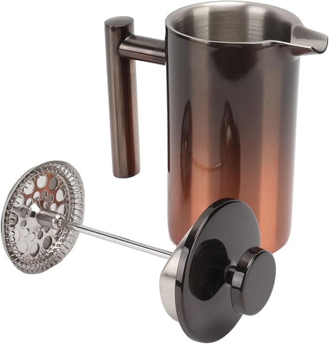 French Press Coffee Maker, Double Walled Stainless Steel French Press Coffee Pot Gradient Color Design Metal Insulation Coffee Press for Home Outdoor Camping Travel(350ml)