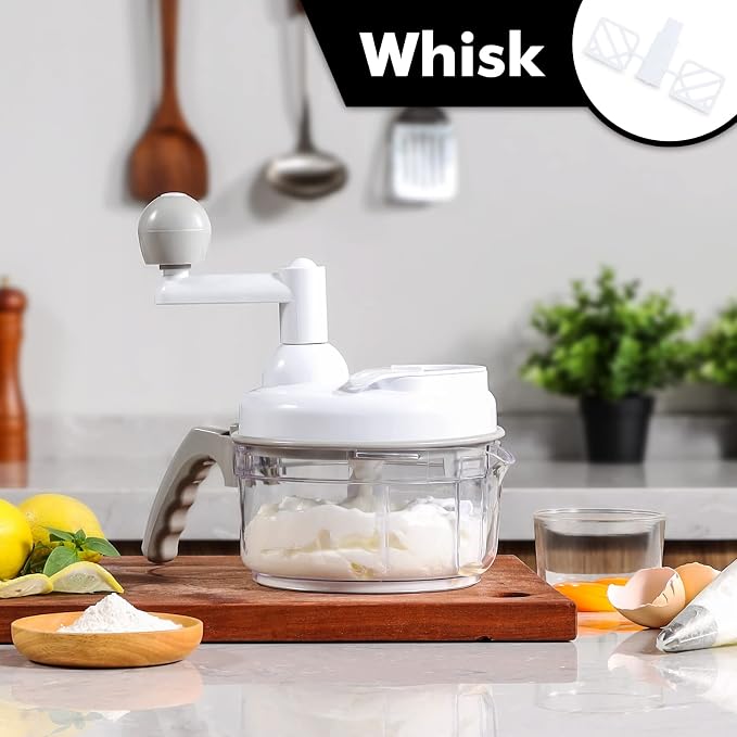 Geedel Large Food Chopper Vegetable Chopper, Manual Food Processor, 3 Cups | 3-in-1: Chop, Blend & Whisk, No BPA, Effortless Handle, Sharp Blade for Vegetable, Fruit, Meat, Nut, Ice, Salad, Salsa, etc