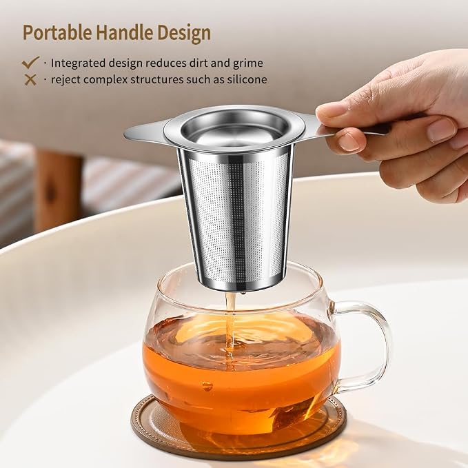 2PCS Tea Infuser for Loose Leaf Tea, BOMANSI BOMS Loose Leaf Tea Steeper Strainer with Double Handles, Extra Fine Mesh Ball Infusers, Diffuser Holder Filter for Mugs, Tea Strainers for Loose Tea