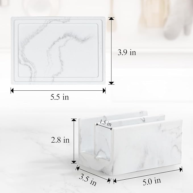 Luxspire Kitchen Sponge Holder wtih Drain Tray, 2 Compartment, Gravel White | Diatomite Stone Material, Quick-Drying & Water Absorbing stone dish sponge, For Kitchen Sink Counter, Easy to Maintain