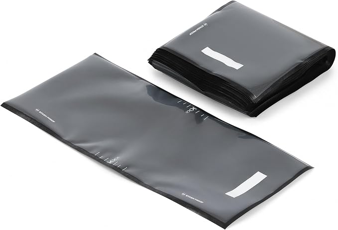 Vacuum Seal Bags 11" x 24" (50 Count) 5.5 Mil (Black & Clear) BPA Free Precut Heavy-Duty Commercial Grade Sealer Bags, Food Saver, Sous Vide, Meal Prep, Freezer Storage & Food Preservation