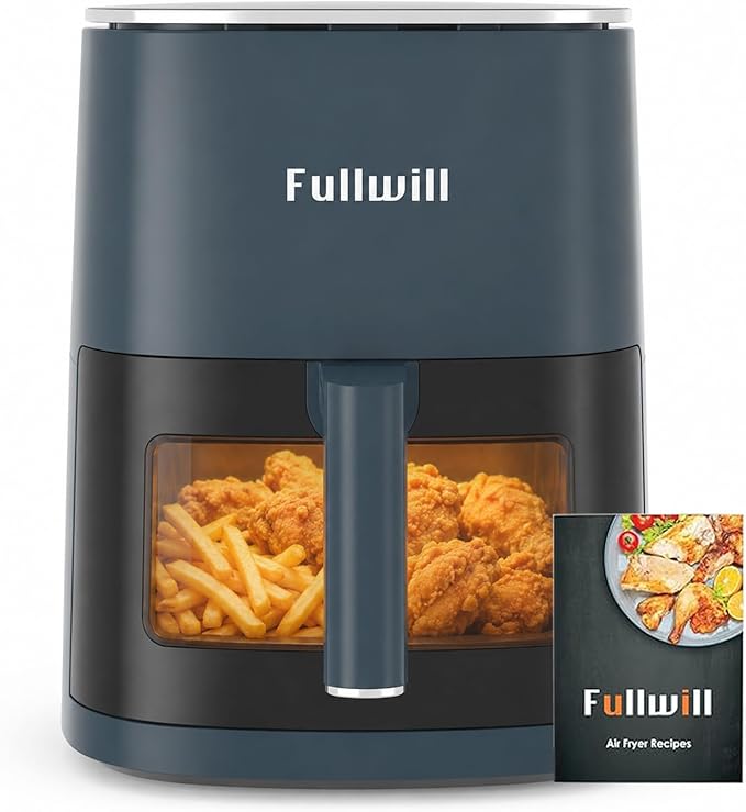 Fullwill 6QT Air Fryer w/Window, 12-in-1: Fry,Roast,Bake,Dehydrate,Fries. Nonstick, Dishwasher-Safe Basket. Family/Friends Party. Max 400°F,1700W,Dark Blue
