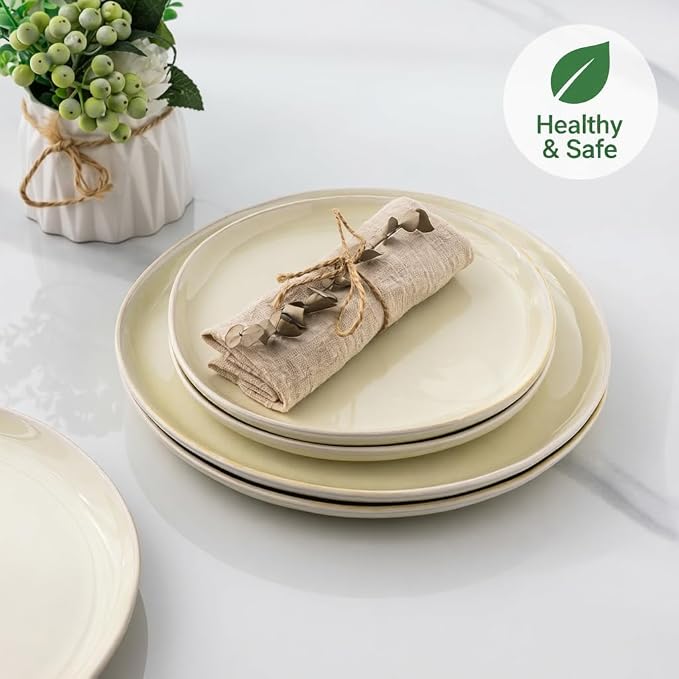 AmorArc Ceramic Dinnerware Sets for 6, 18Pcs Plates and Bowls Sets Dishes | Stoneware Handmade Reactive Glaze Dinner Set, Highly Scratch Resistant | Dishwasher & Microwave Safe Dishware