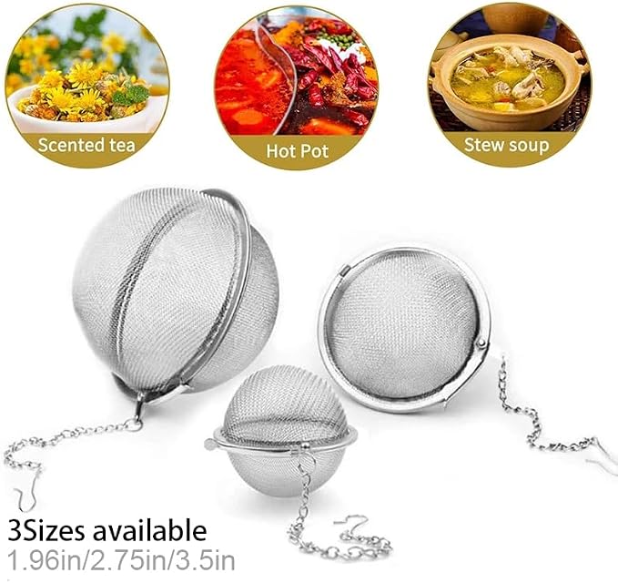 Stainless Steel Mesh Tea Ball, Extra Fine Mesh Tea Infuser for Loose Leaf Tea, Tea Strainers Tea Infuser Strainer Filters for Tea 3piece set