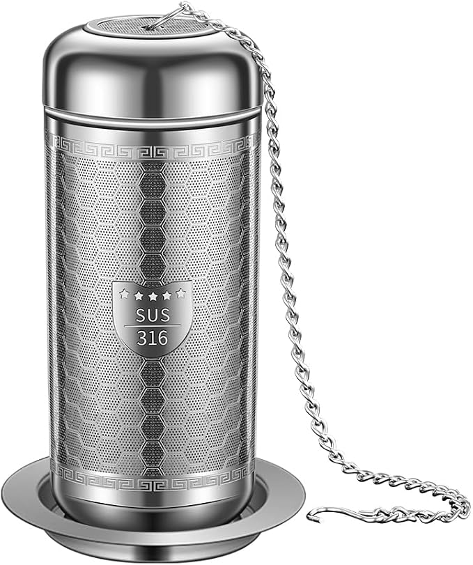 Tea Strainers for Loose Tea, Extra Fine Mesh Tea Infuser, 316 Stainless Steel with Extended Chain Hook, Loose Leaf Tea Steeper for Black Tea, Rooibos, etc (1 Pack - Large)