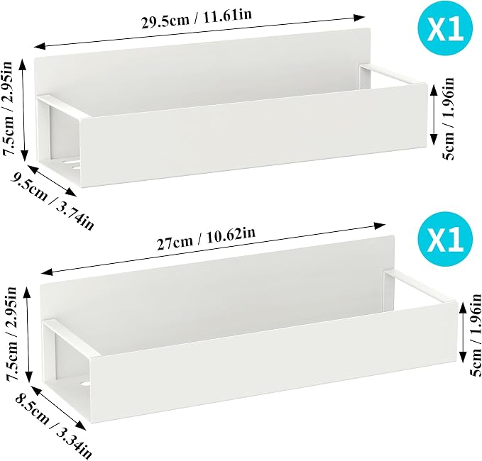 Metal Magnetic Spice Rack for Refrigerator Cream White, 2 Pack | Magnetic Shelves Heavy Duty for Fridge in Kitchen, Seasoning Storage Organizer, For Oven Washer and Dryer, For Heavier Items