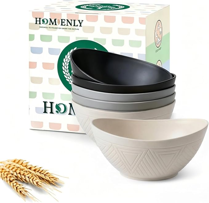Unbreakable Snack Bowls,Wheat Straw Small Bowls,10 OZ Plastic Bowls Alaternative for Soup,Chip,Cereal,Microwave & Dishwasher Safe Bowls for Kithcen,Camping,Picnic(6PCS,Grey Stone)
