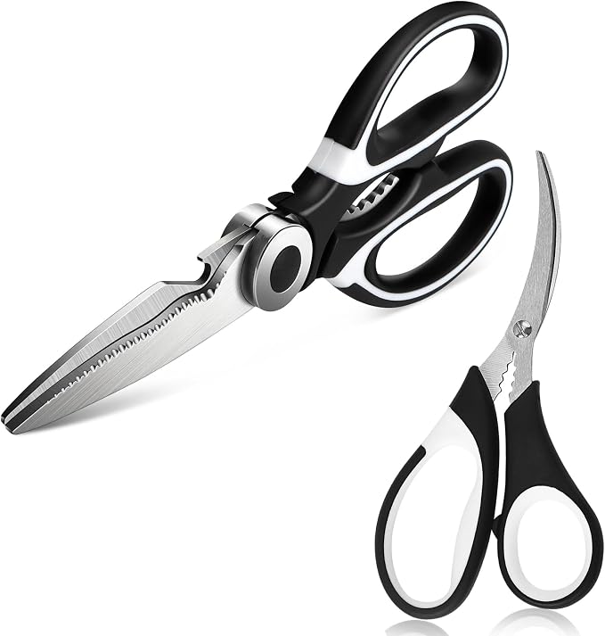 Kitchen Aid Poultry & Seafood Shears - All-Purpose Stainless Steel Scissors Pack of 2 for Crab Legs, Chicken Bones & Shrimp