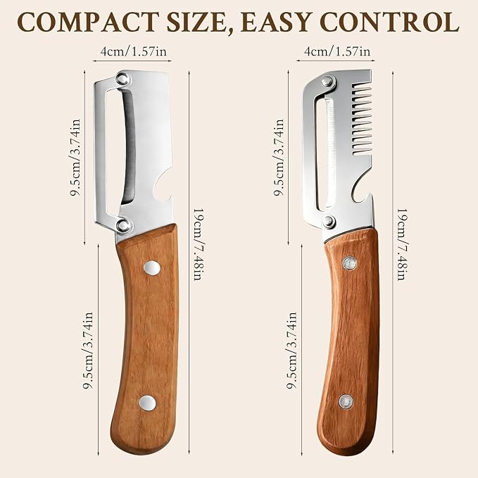 Upgrade Vegetable Peeler and Julienne Peeler Set, 2-Pcs Multifunctional Stainless Steel Veggie Peelers for Kitchen with Wood Handles & Built-in Bottle Opener, Sharp Potato, Carrot & Scallion Shredder