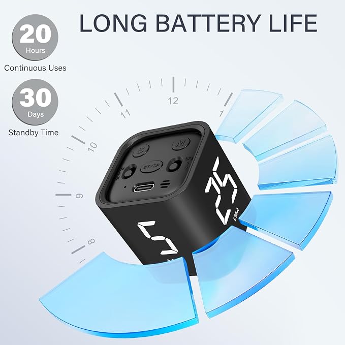 Rotating Pomodoro Timer 5/25/10/50, Desk Productivity Flip Timer, ADHD Tool | Countdown/Stopwatch Cube Timer, Vibration/High/Low Volume/Custom Modes, for Work Study, Back to School, Kitchen
