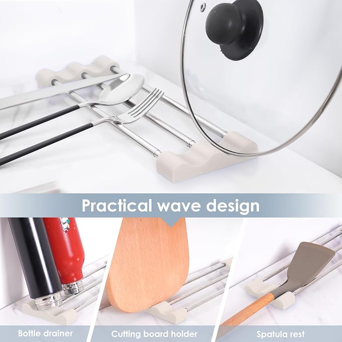 Tomorotec Adjustable Over-The-Sink Kitchen Rack, BPA-Free, White | Holds 16.5 Lbs; For Dishcloths, Sponges, and Brushes - Heat-Resistant Stainless Steel with Slim, Expandable Design