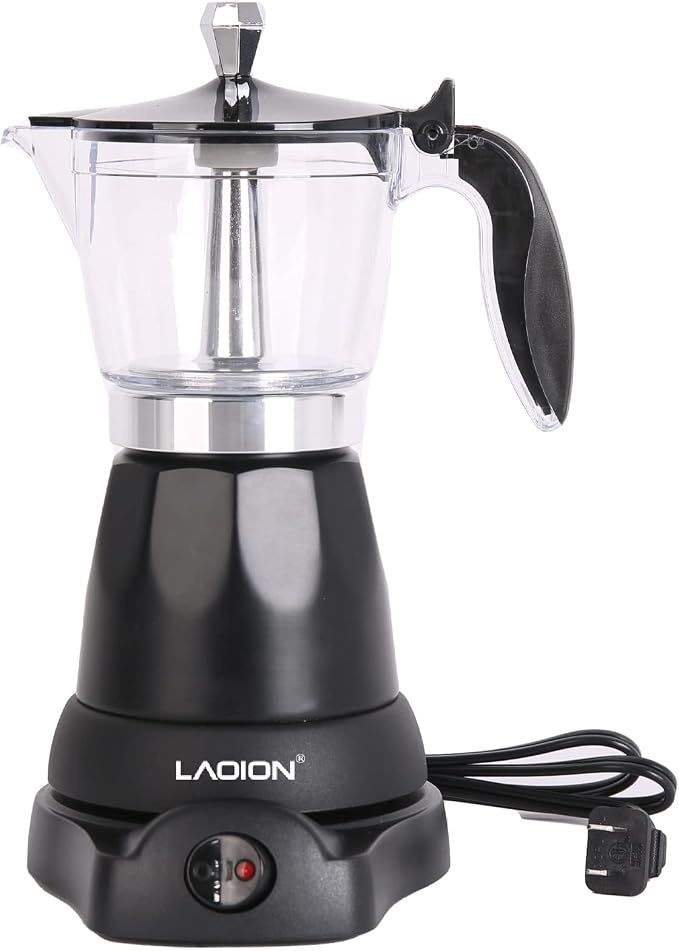 LAOION Cuban Coffee Maker, 6 or 3cup Electric Espresso Coffee Maker | Portable Cafeteras Electricas Modernas, Electric Moka Pot with Detachable Base & Overheat Protection, Coffee Gift