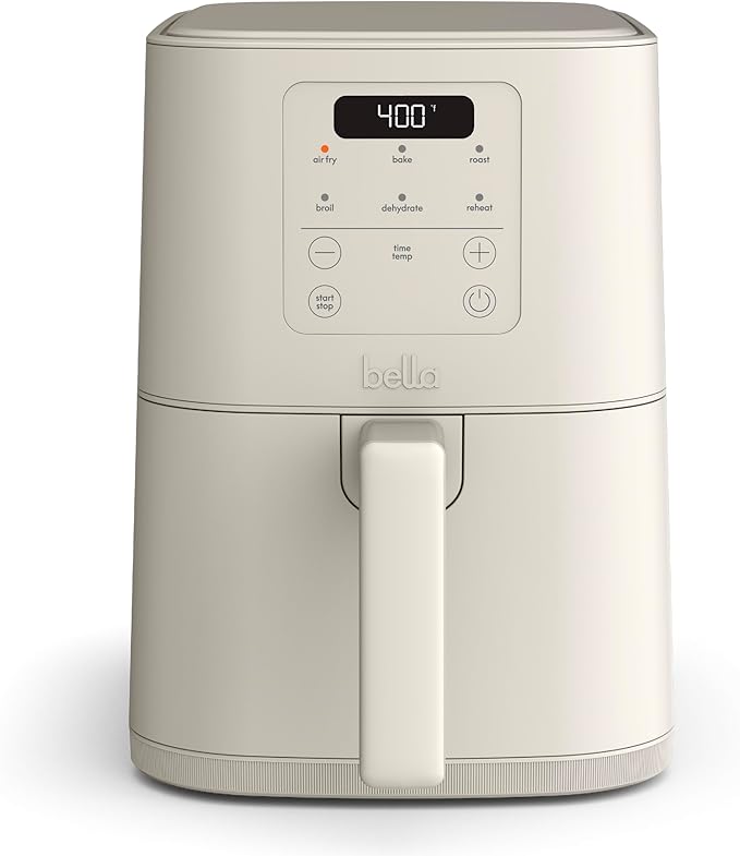 bella Fits-anywhere™ Slim Air Fryer, 4qt Ceramic Airfryer, Oatmilk