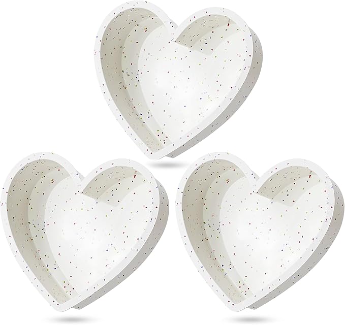 8 Inch Heart Shaped Cake Pans, Cream | Large Heart Cake Pan, Nonstick Silicone Molds, For Baking, Set of 3