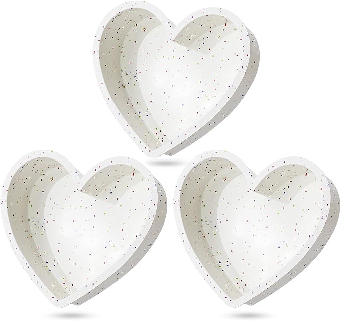 6 Inch Heart Shaped Cake Pans, Cream | Small Heart Cake Pan, Nonstick Silicone Molds, For Baking, Set of 3