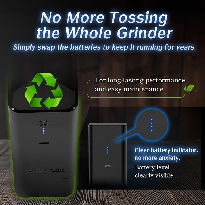 FEMOBOOK-A2 Black Portable Electric Coffee Grinder, Cordless Burr Grinder | USB Rechargeable Coffee Grinder Magnetic Grounds Cup Travel & Home Brewing