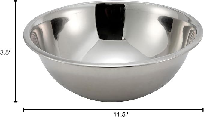 Winco 5 qt Stainless Steel Mixing Bowl | Dishwasher safe, Heavy-duty, Reinforced rim, Great for Salads, Sides, Pasta and Shared Dishes