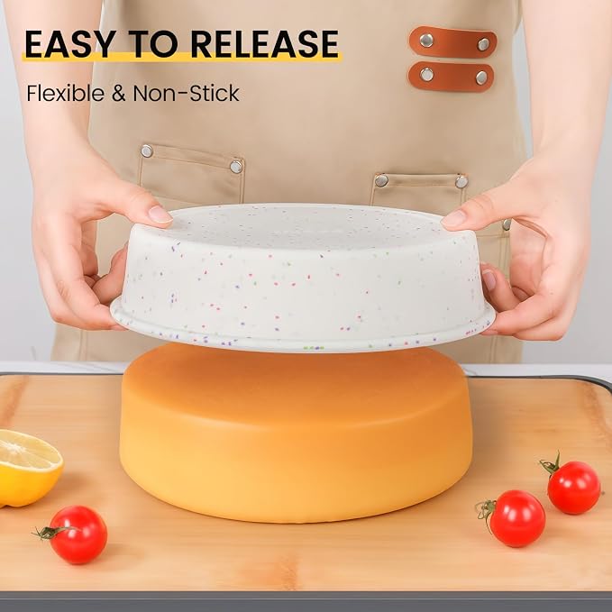Vinino 10 Inch Cake Pans, 3 Pack Silicone Pans with Steel Frame | Create Layered Cakes & Desserts, Flexible Silicone Mold with Stainless Steel Frame, Nonstick Surface and Reusable Design