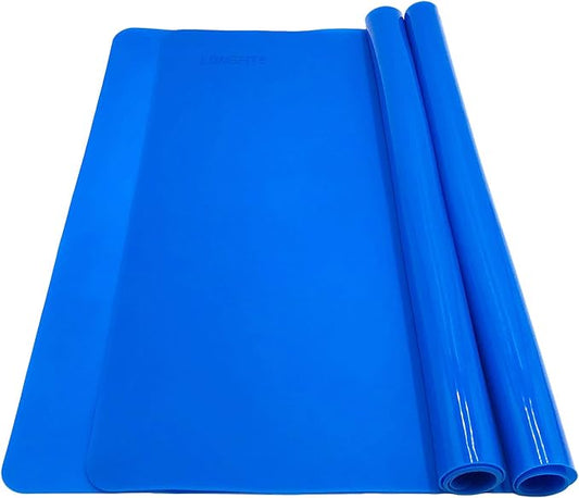 Silicone Baking Mats for Dough Rolling Pastry Fondant Mat Large Nonstick and Nonslip, Countertop Protector, Dining Table Mat and Placemat 20'' by 16''(Blue 2 Pack)