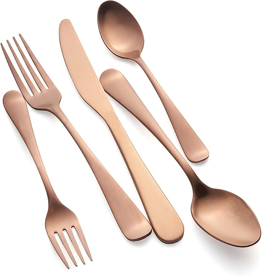Cambridge Silversmiths Rhiannon Copper Satin 20-Piece Flatware Set, Service for 4
