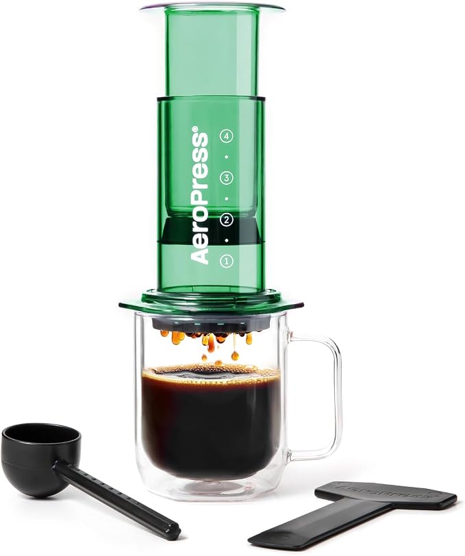 AeroPress Clear Green Coffee Press, French Press, Pour-Over & Espresso Style