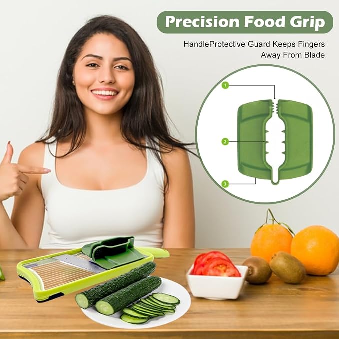 Multi Handheld Mandoline Slicer, Stainless Steel Professional Vegetable Slicer with Comfortable Grip, Vegetable Slicer for Potatoes, Onions, Cucumbers, Cheese, Easy to Clean