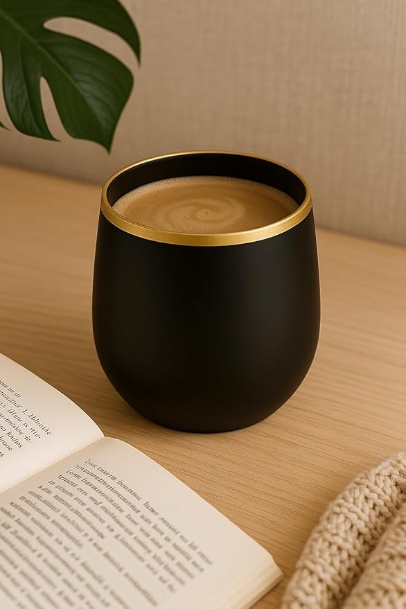 40 Pack Disposable Plastic Wine Glasses 12 oz Black Gold Rim Matte Cups | Stemless Cocktail Champagne Whiskey, Shatterproof BPA-Free Unbreakable Reusable, for Wedding Birthday Party Outdoor Events