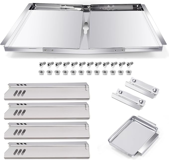 Hiorucet DGF493BNP Drip Pan Replacement Parts, Adjustable 24''-30'' Grease Tray & Heat Plate Tent for Dyna Glo DGF493BNP, DGF510SBP, DGF510SSP, Backyard Grill BY13-101-001-12, BY14-101-001-02.